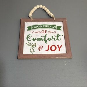 Holiday Wall Sign with Beaded Hanger - Green, Red, and Brown